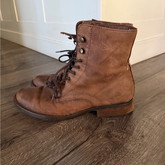 Born Boreen Boots Women's Size 8.5 Brown Leather Rustic Lace Up Combat Boots - Picture 3 of 13